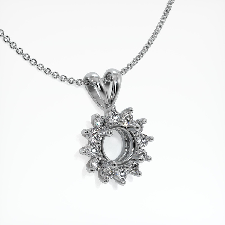 14K White Gold Halo Pendant Setting