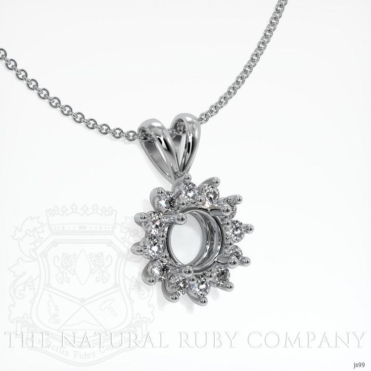 14K White Gold Halo Pendant Setting