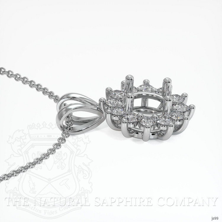 14K White Gold Halo Pendant Setting