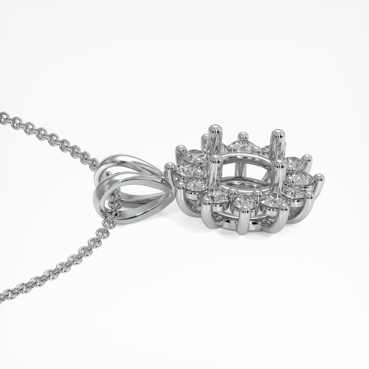 14K White Gold Halo Pendant Setting