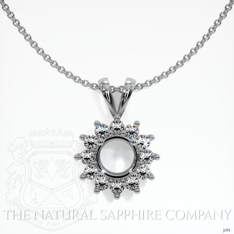 18K White Gold Halo Pendant Setting