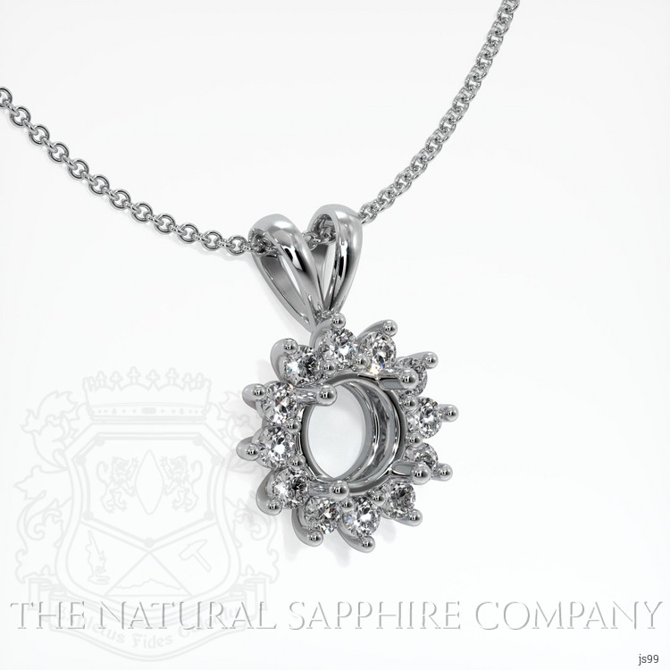 18K White Gold Halo Pendant Setting