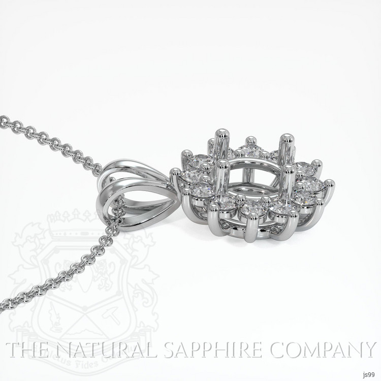 18K White Gold Halo Pendant Setting