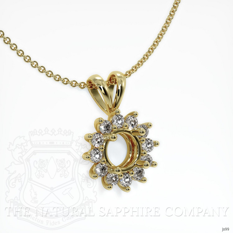 14K Yellow Gold Halo Pendant Setting
