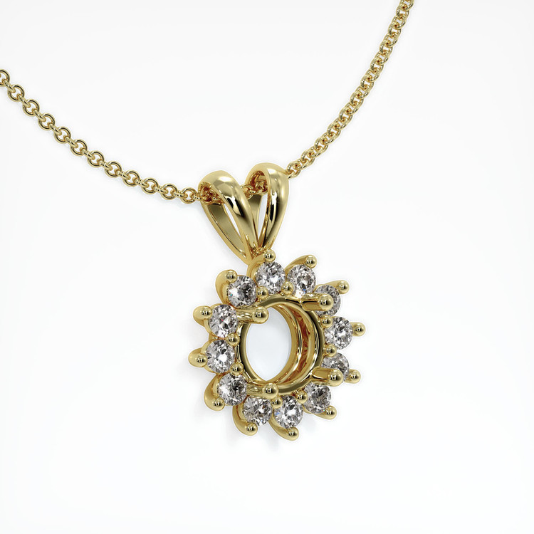14K Yellow Gold Halo Pendant Setting