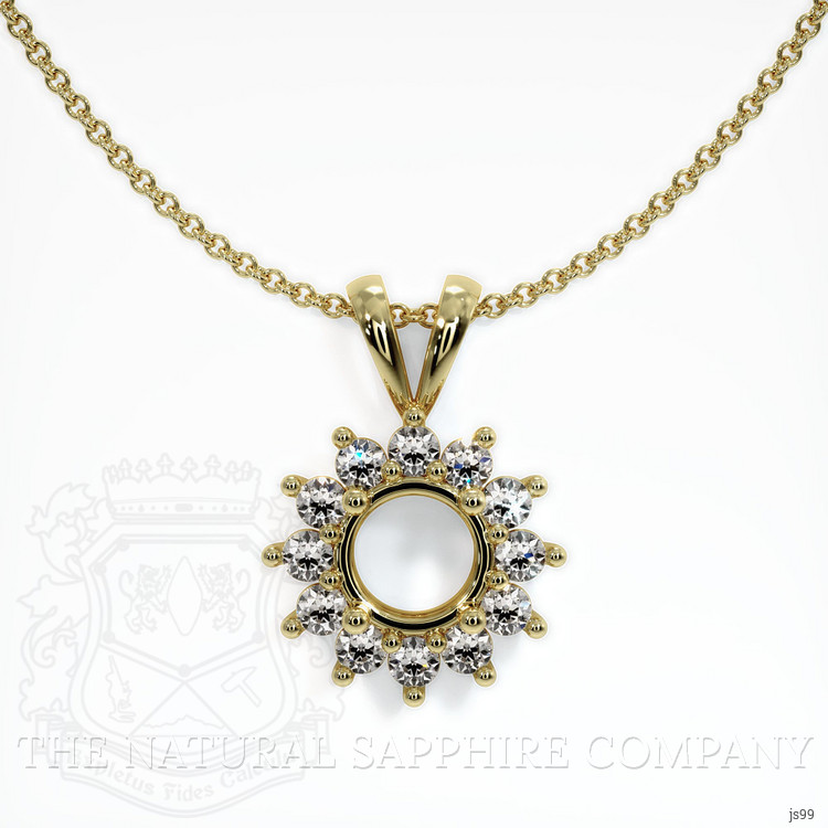 18K Yellow Gold Halo Pendant Setting