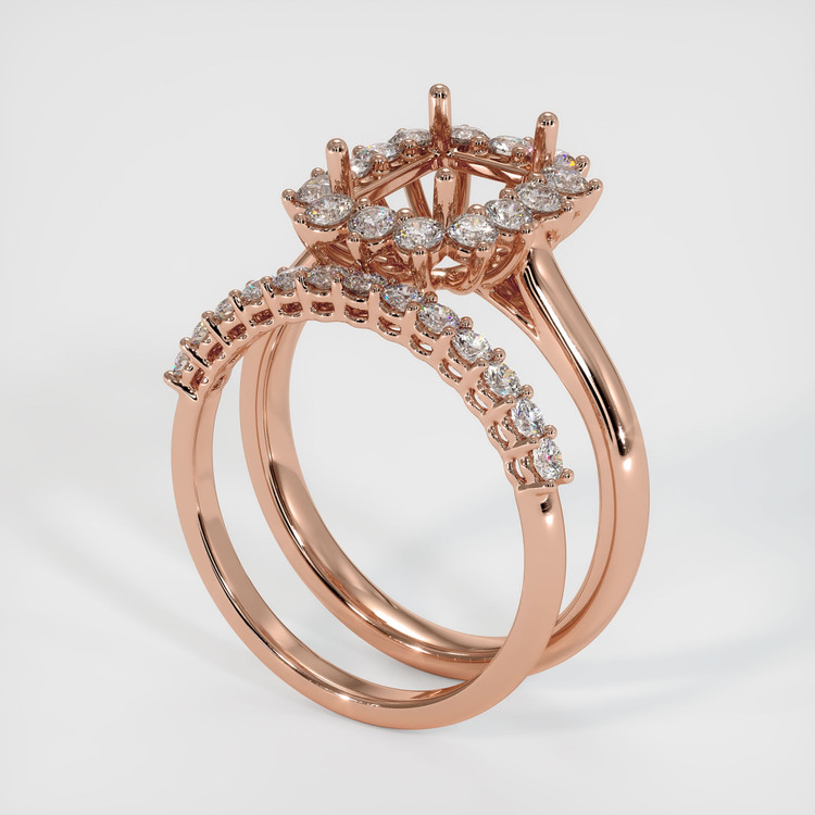 14K Rose Gold Halo Ring Setting