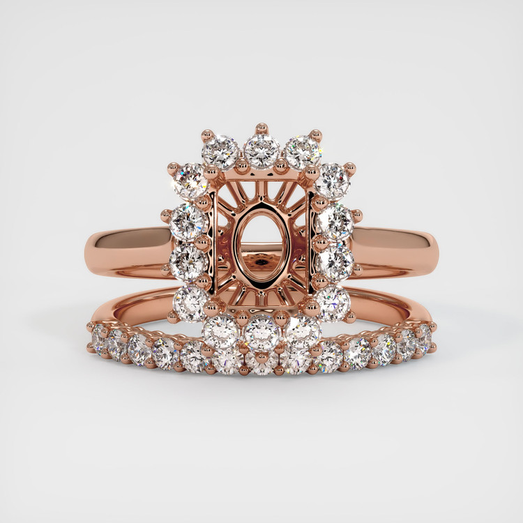 14K Rose Gold Halo Ring Setting