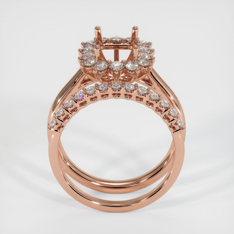 14K Rose Gold Halo Ring Setting