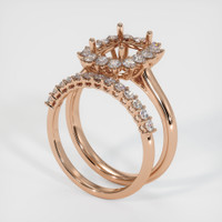 Halo Blue Sapphire Ring 0.81 Ct., 18K Rose Gold Combination Setting