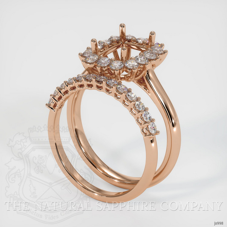 18K Rose Gold Halo Ring Setting