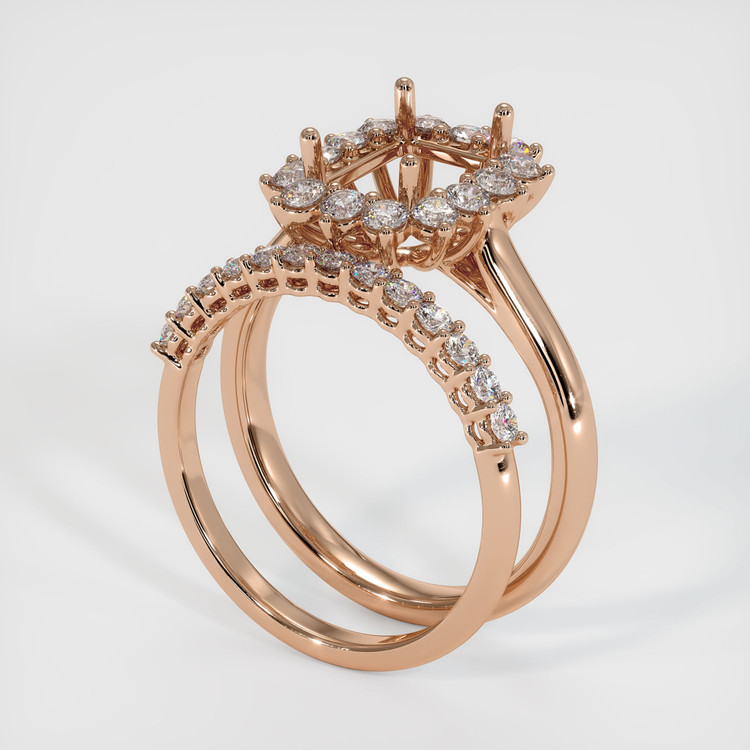 18K Rose Gold Halo Ring Setting