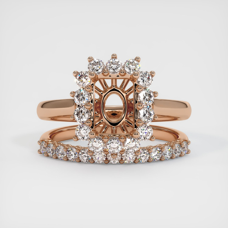 18K Rose Gold Halo Ring Setting
