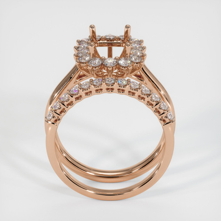 18K Rose Gold Halo Ring Setting