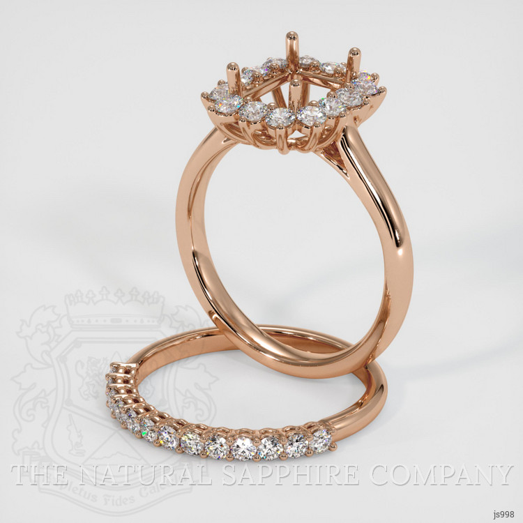 18K Rose Gold Halo Ring Setting