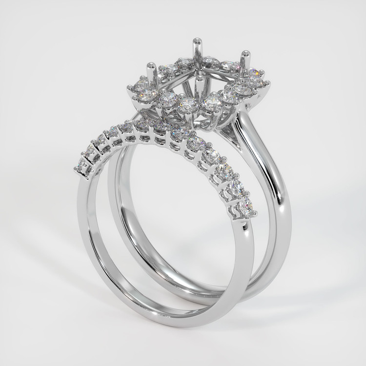 10K White Gold Halo Ring Setting