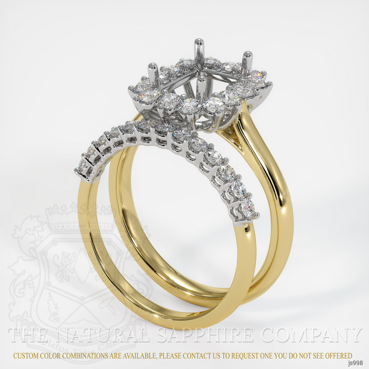 14K White & Yellow Halo Ring Setting