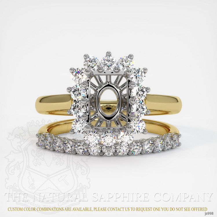 14K White & Yellow Halo Ring Setting