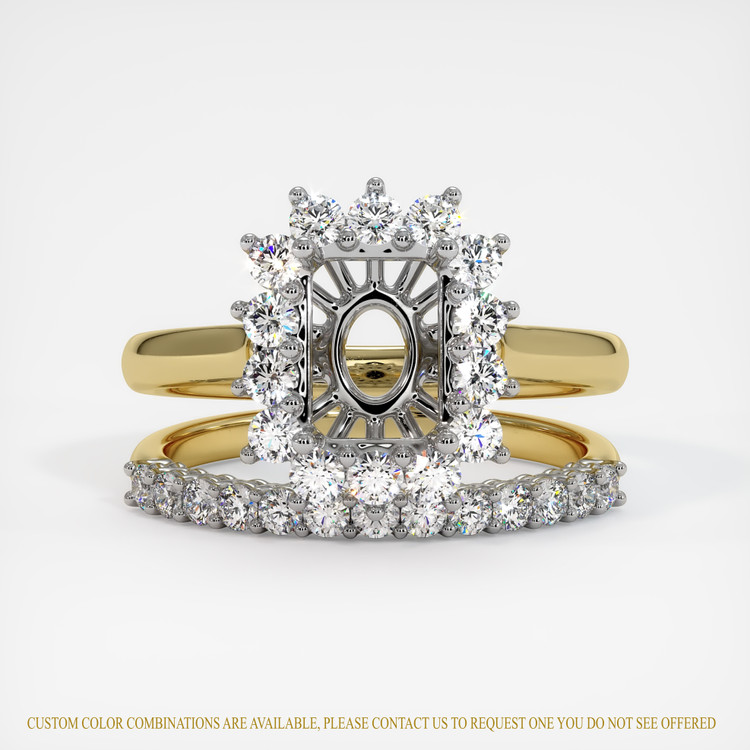 14K White & Yellow Halo Ring Setting