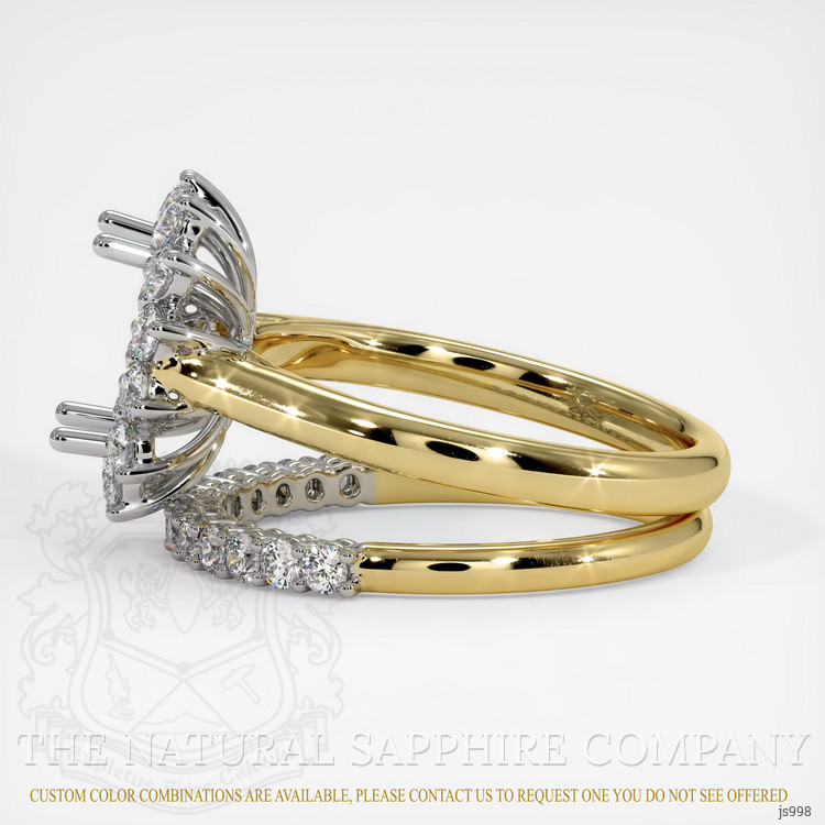 14K White & Yellow Halo Ring Setting