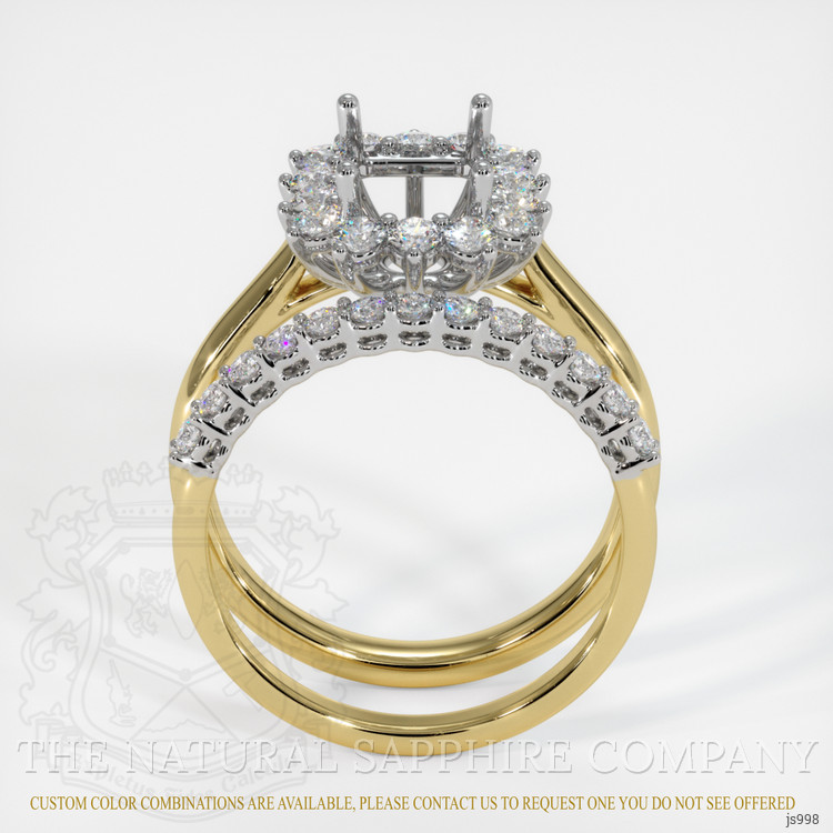14K White & Yellow Halo Ring Setting