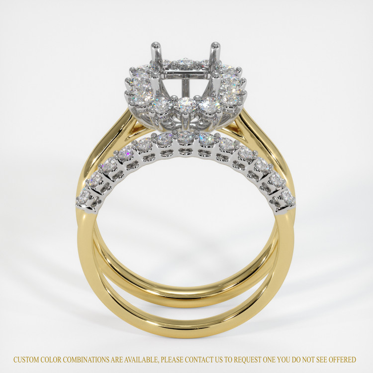 14K White & Yellow Halo Ring Setting