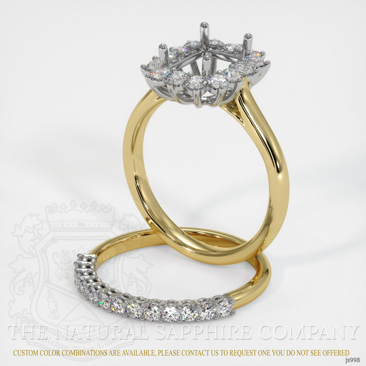 14K White & Yellow Halo Ring Setting