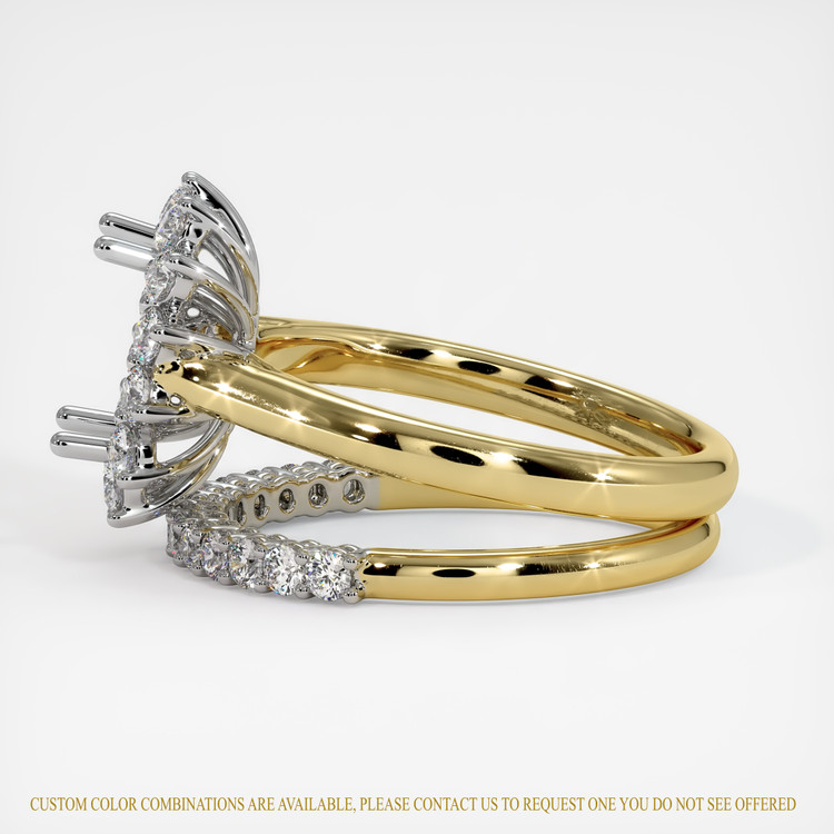 18K White & Yellow Halo Ring Setting