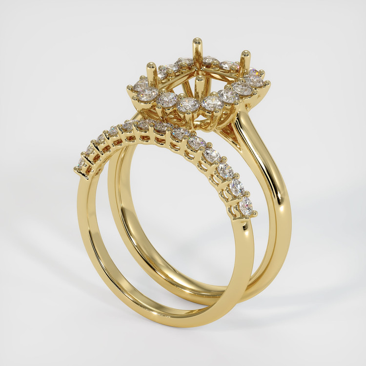 14K Yellow Gold Halo Ring Setting