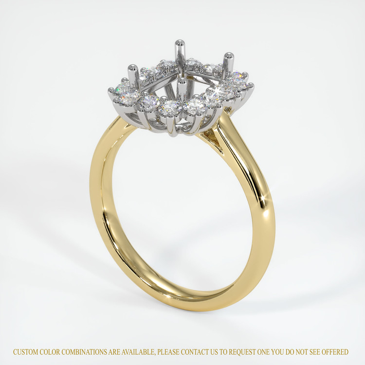14K White & Yellow Antique Style Ring Setting