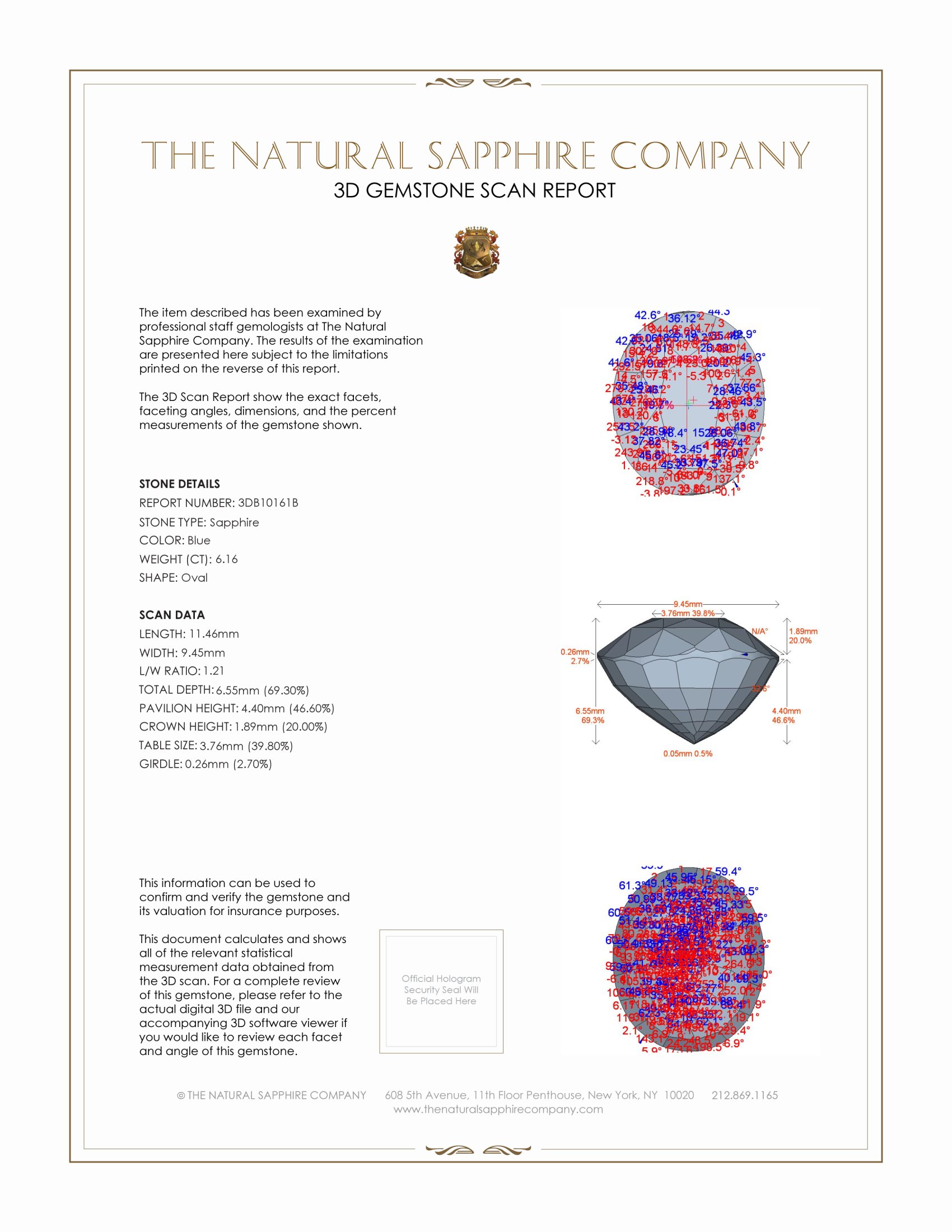 6.16 Ct. Blue Sapphire from Ceylon (Sri Lanka)