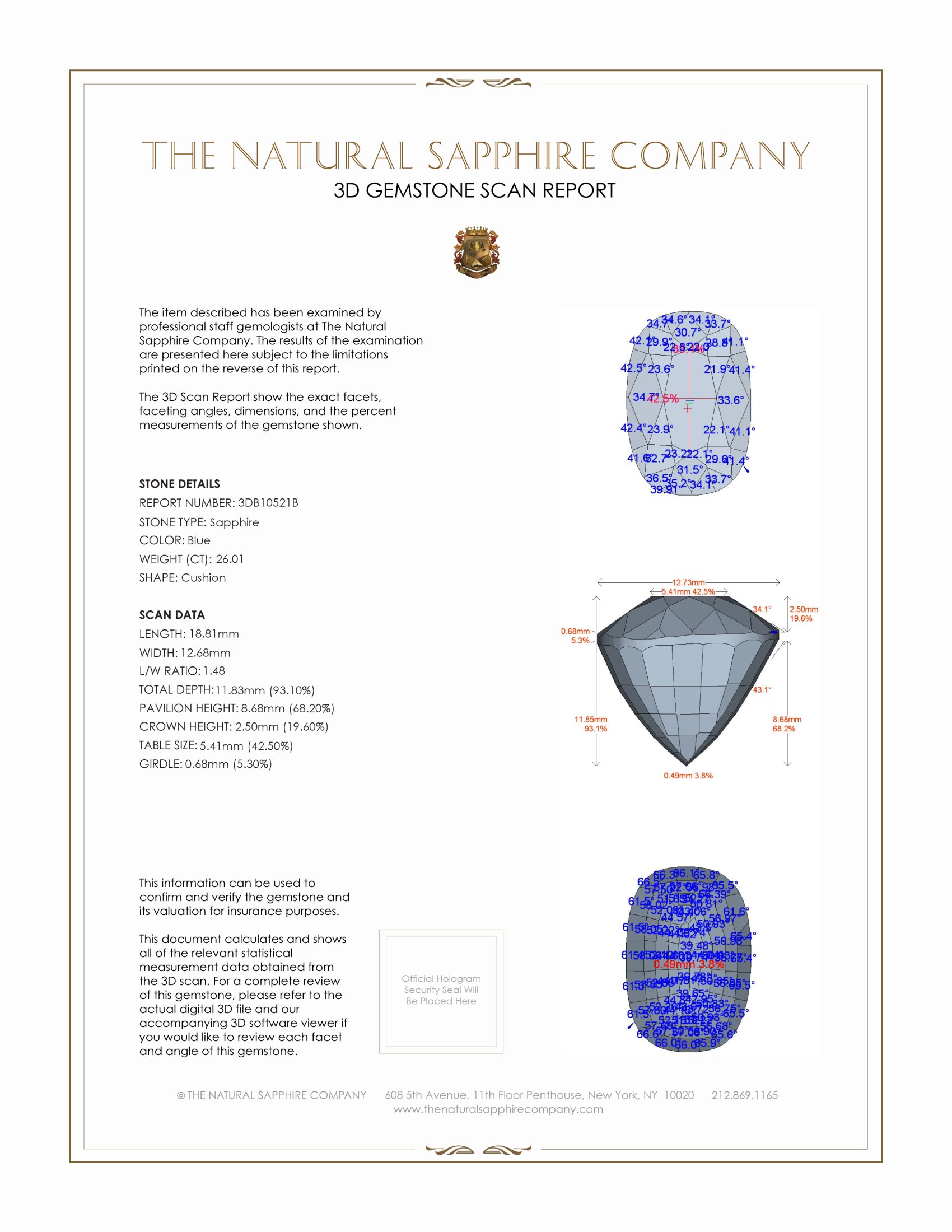 26.01 Ct. Blue Sapphire from Burma (Myanmar)