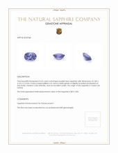 0.63 Ct. Purplish Blue Sapphire from Ceylon (Sri Lanka) Appraisal