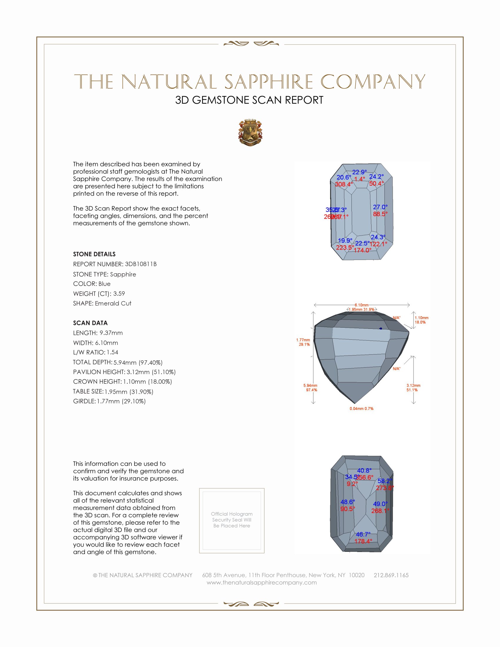 3.59 Ct. Blue Sapphire from Burma (Myanmar)