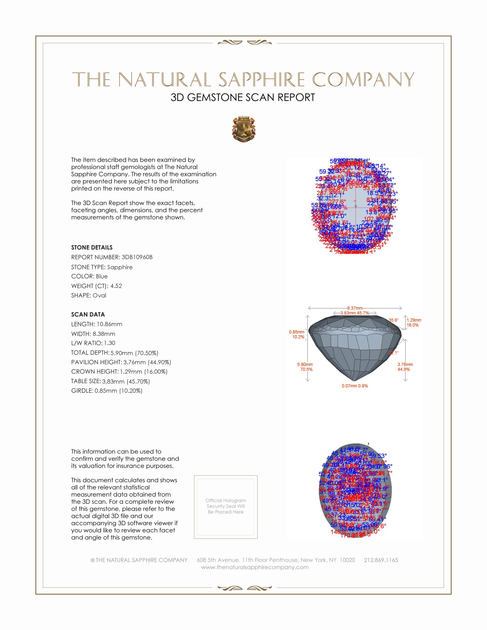 4.52 Ct. Blue Sapphire from Ceylon (Sri Lanka)