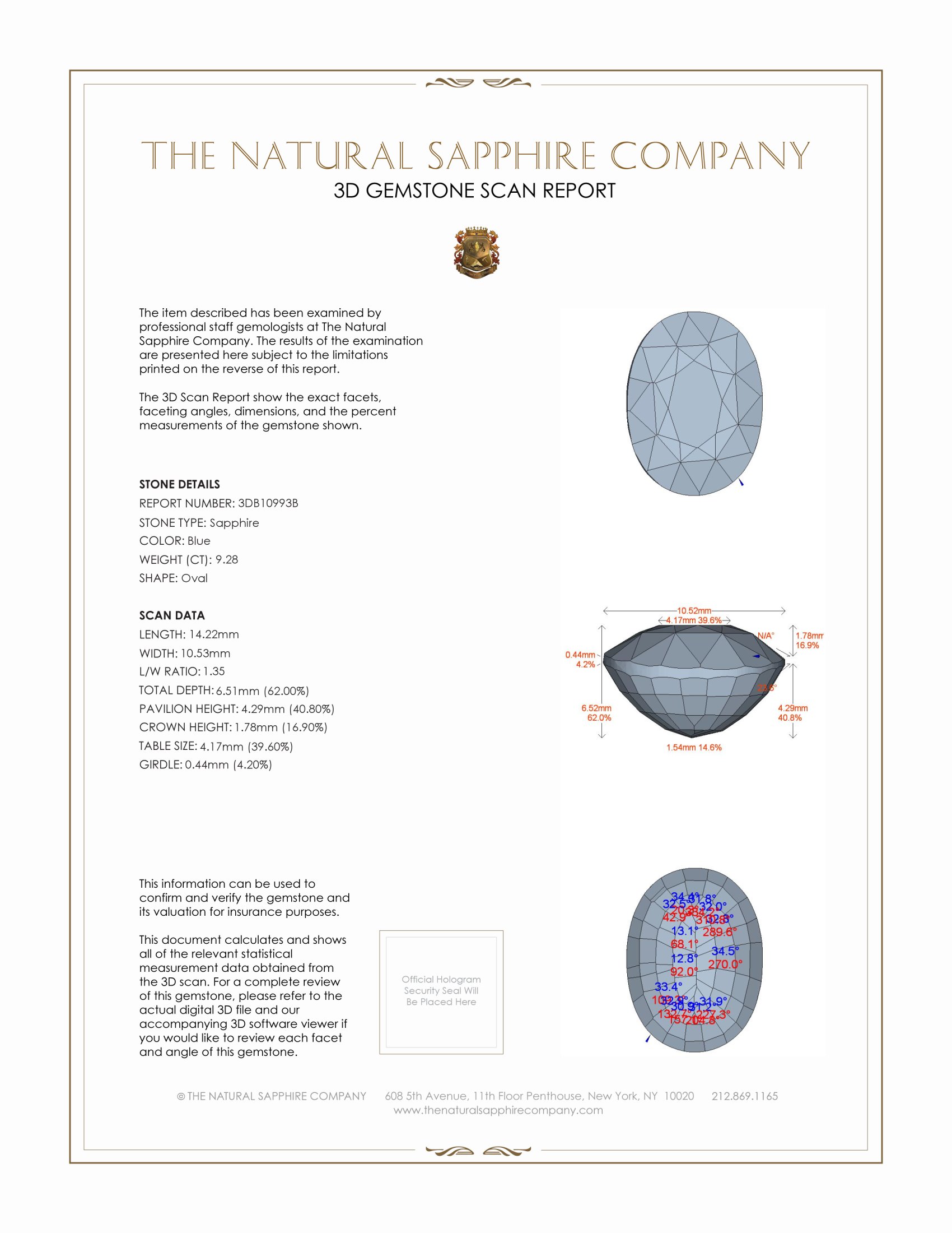 9.28 Ct. Blue Sapphire from Ceylon (Sri Lanka)