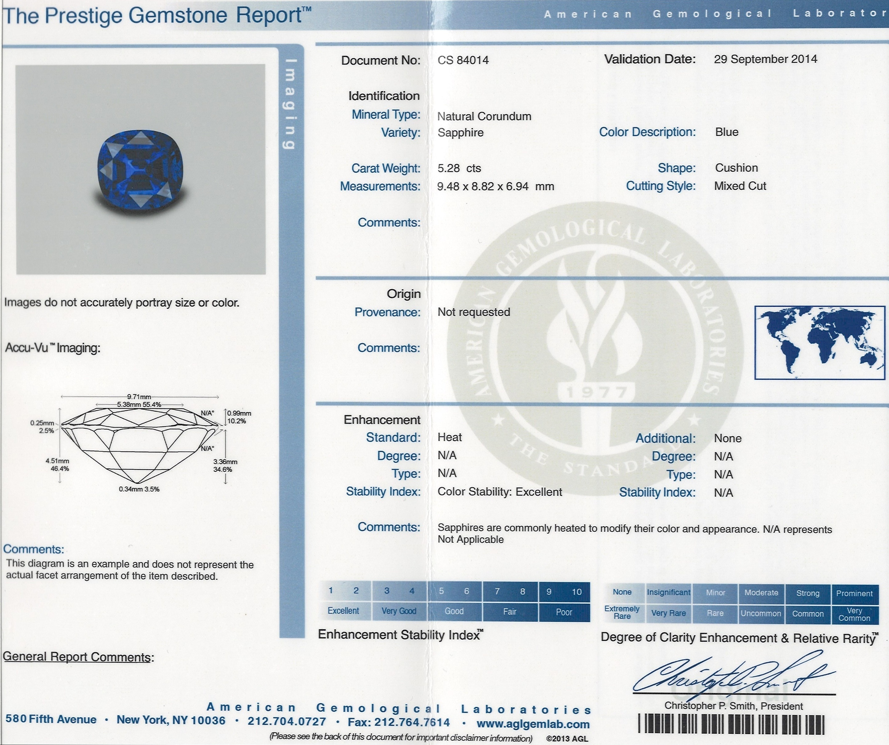 5.28 Ct. Blue Sapphire from Ceylon (Sri Lanka)