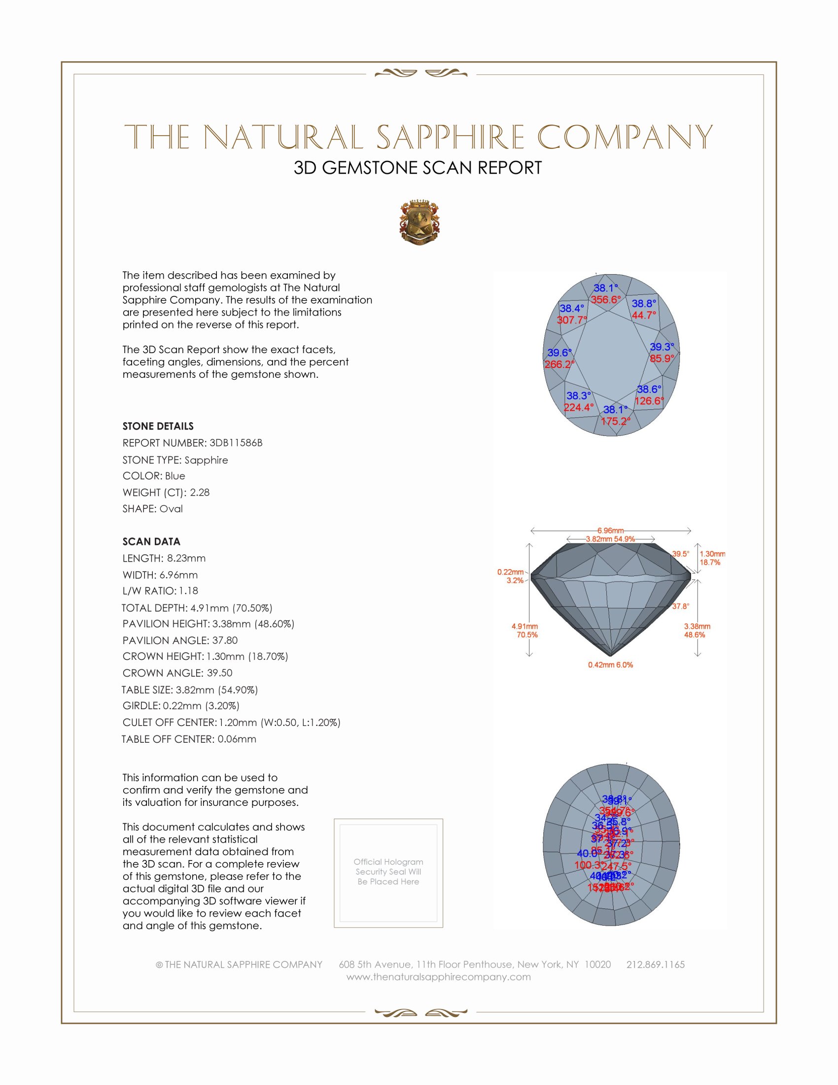 2.28 Ct. Blue Sapphire from Ceylon (Sri Lanka)