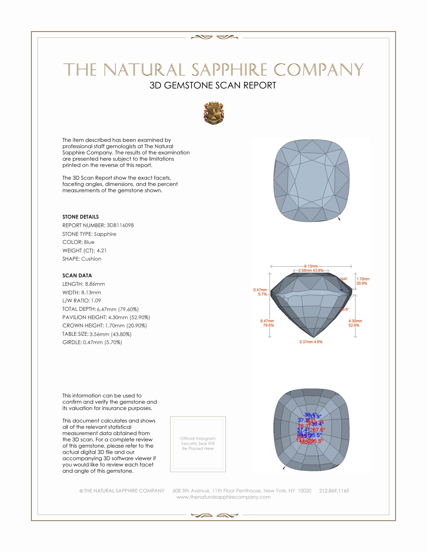 4.21 Ct. Blue Sapphire from Ceylon (Sri Lanka)