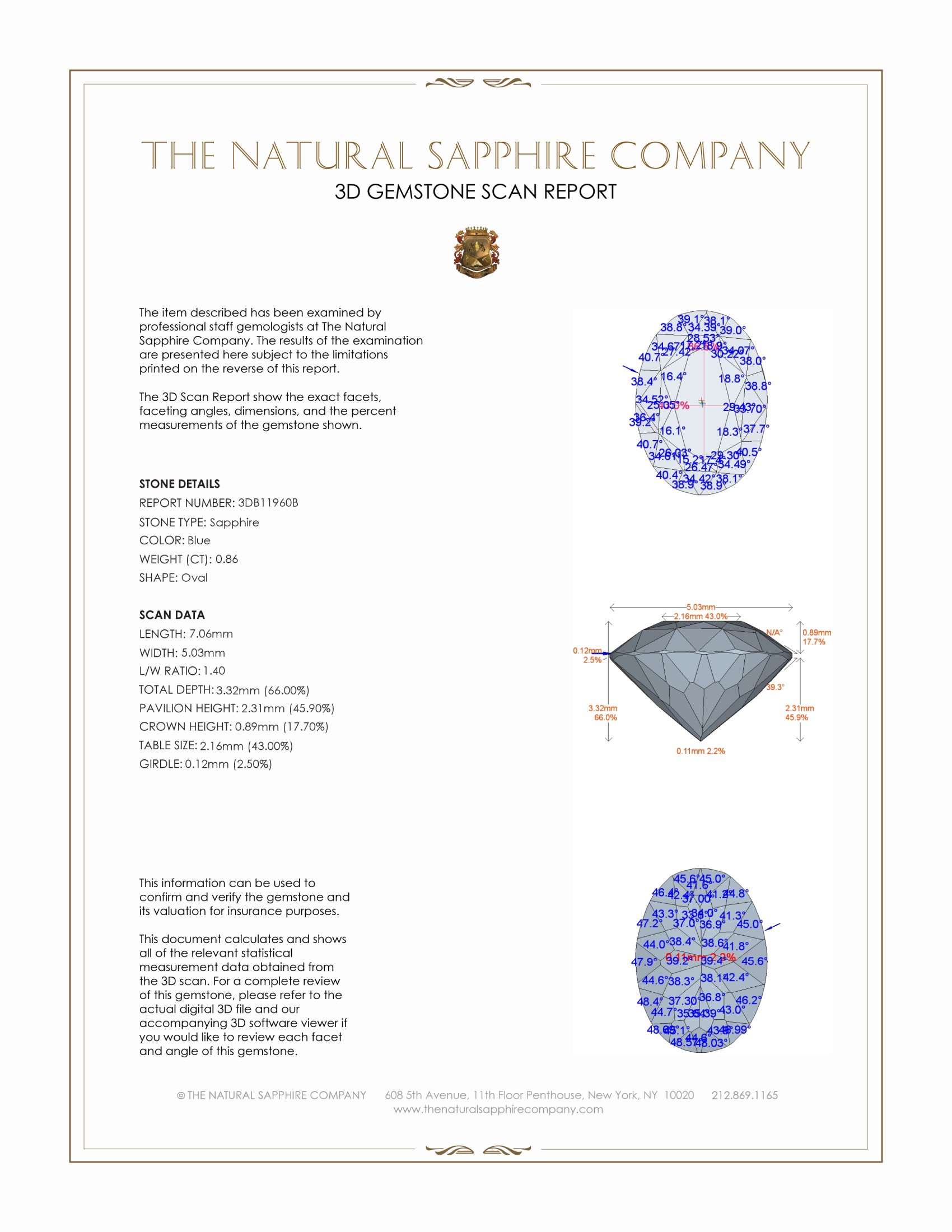 0.86 Ct. Blue Sapphire from Ceylon (Sri Lanka)