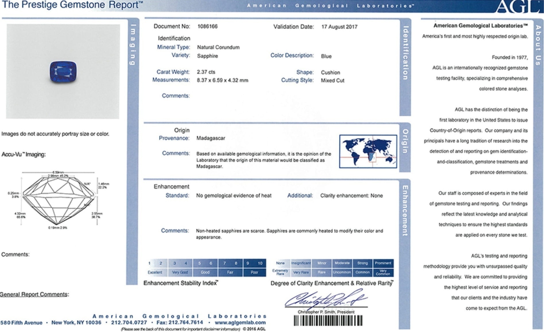 2.37 Ct. Blue Sapphire from Madagascar