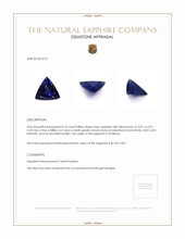 0.73 Ct. Blue Sapphire from Thailand Appraisal