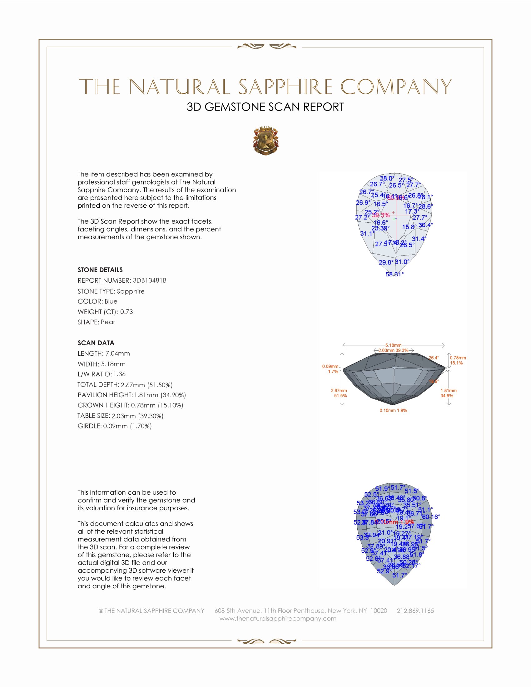 0.73 Ct. Blue Sapphire from Ceylon (Sri Lanka)