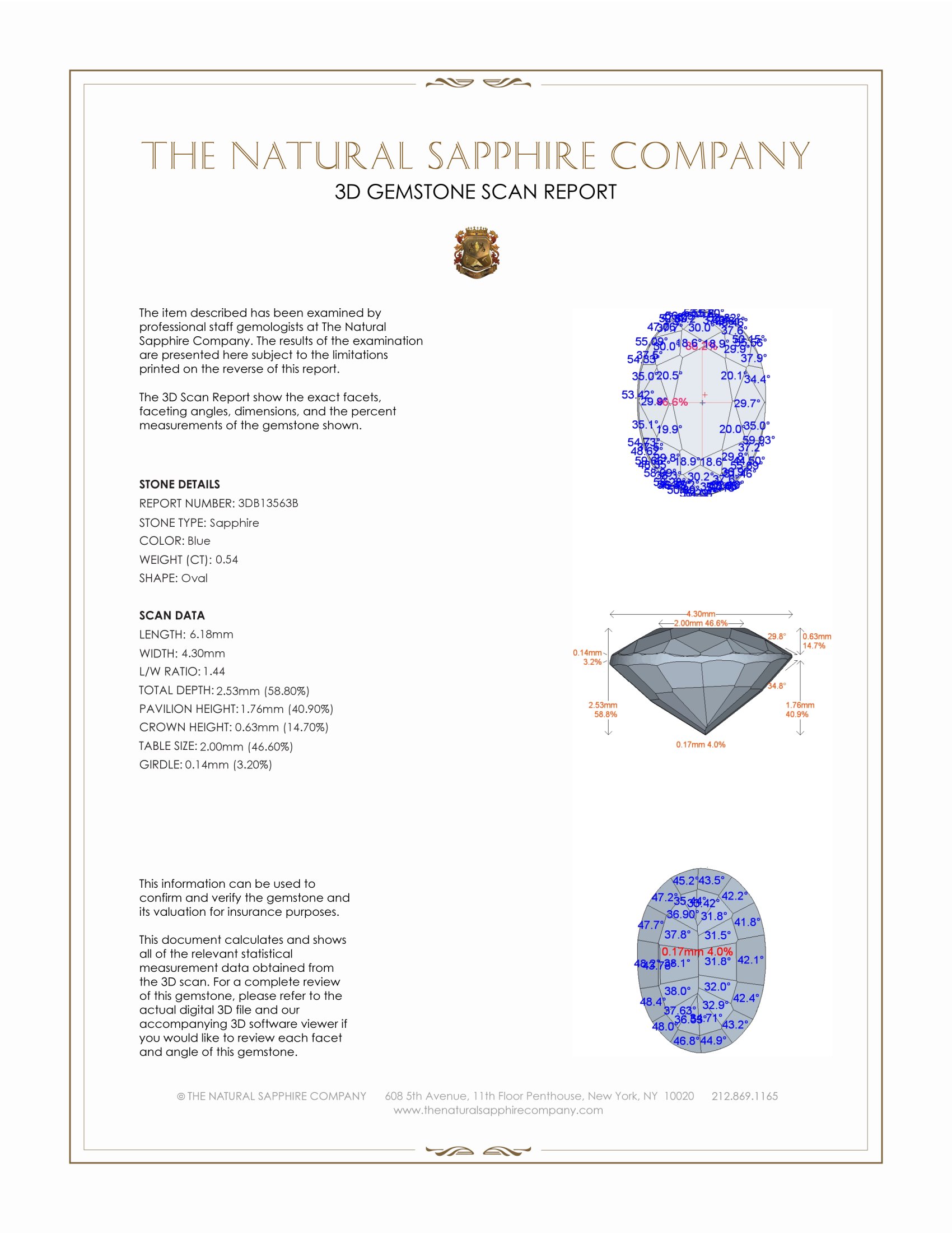 0.54 Ct. Blue Sapphire from Ceylon (Sri Lanka)