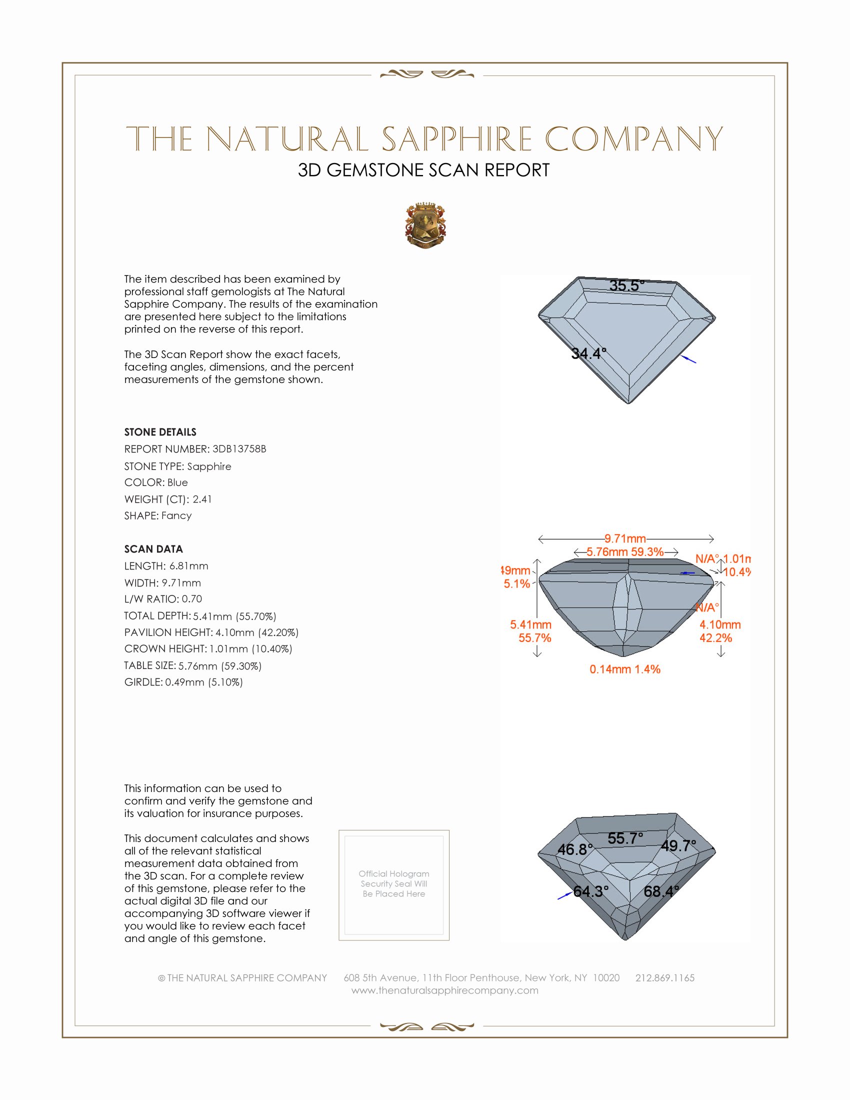 2.41 Ct. Blue Sapphire from Ceylon (Sri Lanka)