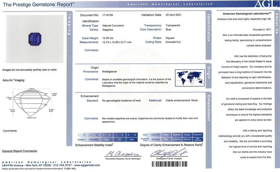 12.55 Ct. Blue Sapphire from Madagascar