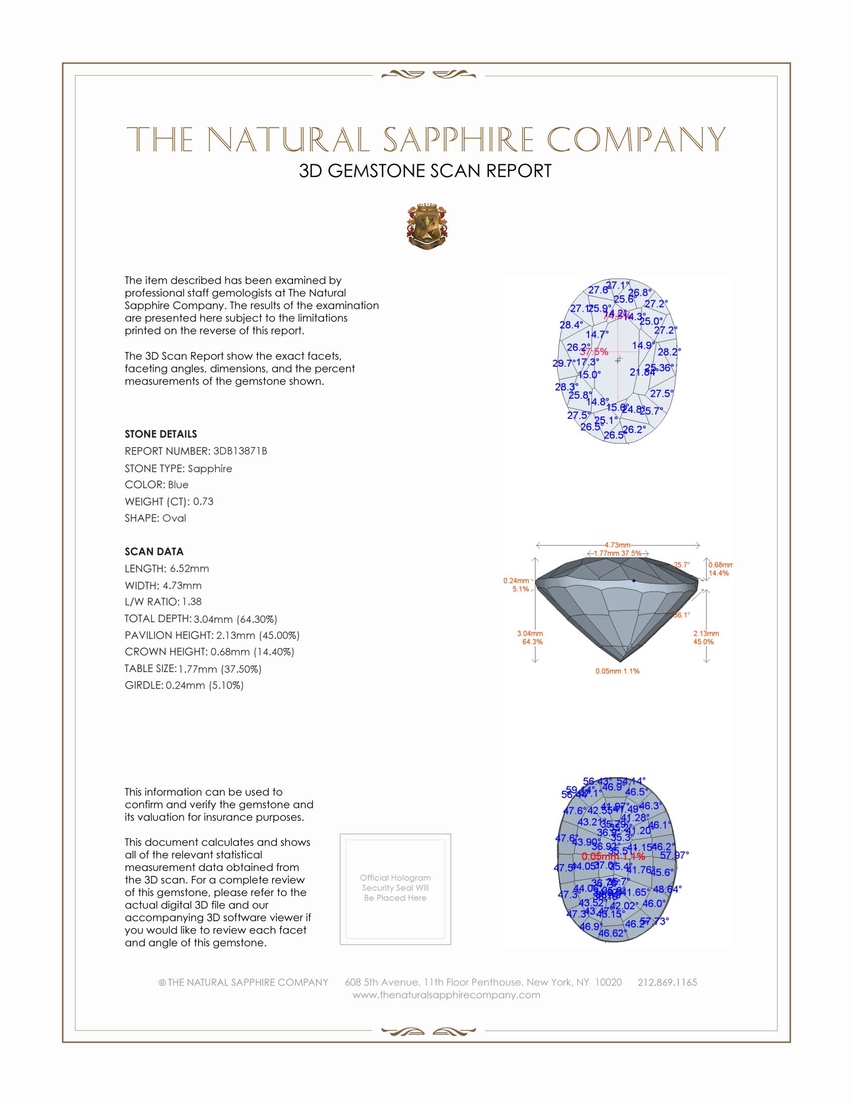 0.73 Ct. Blue Sapphire from Ceylon (Sri Lanka)