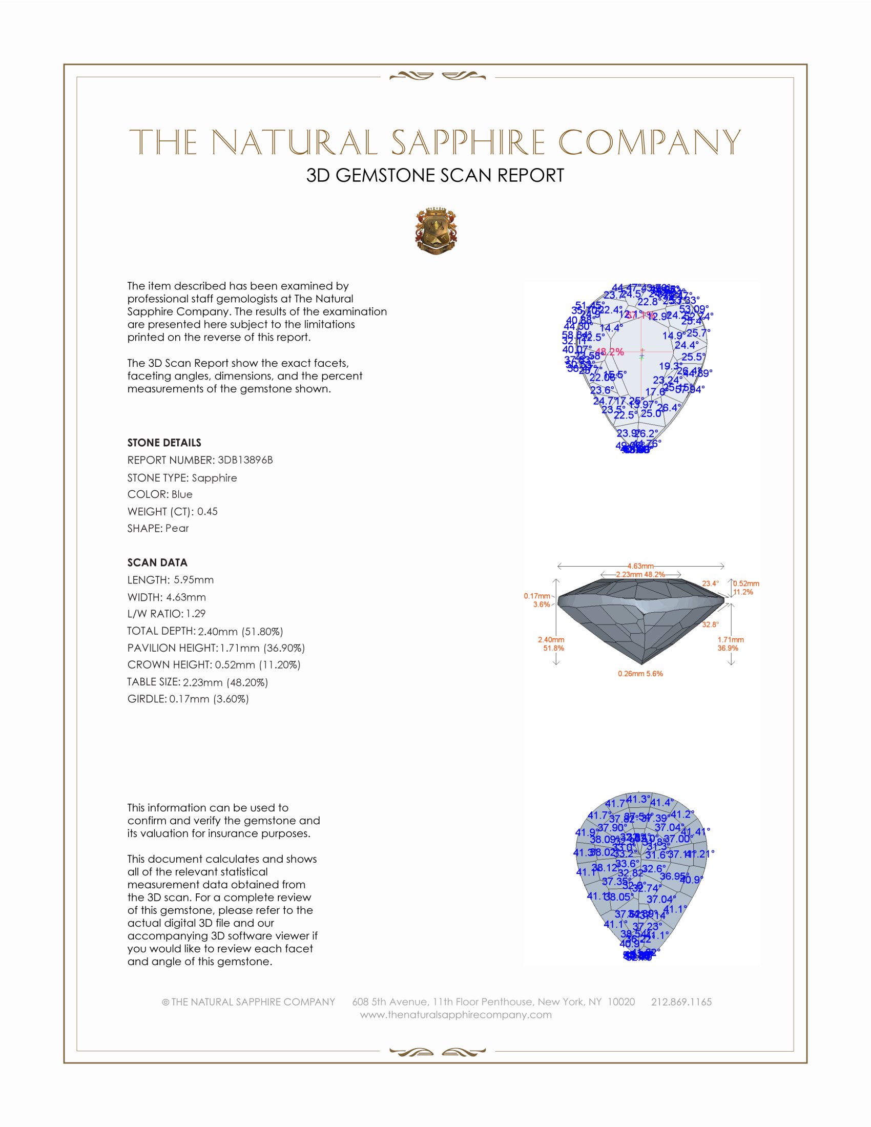 0.45 Ct. Blue Sapphire from Ceylon (Sri Lanka)