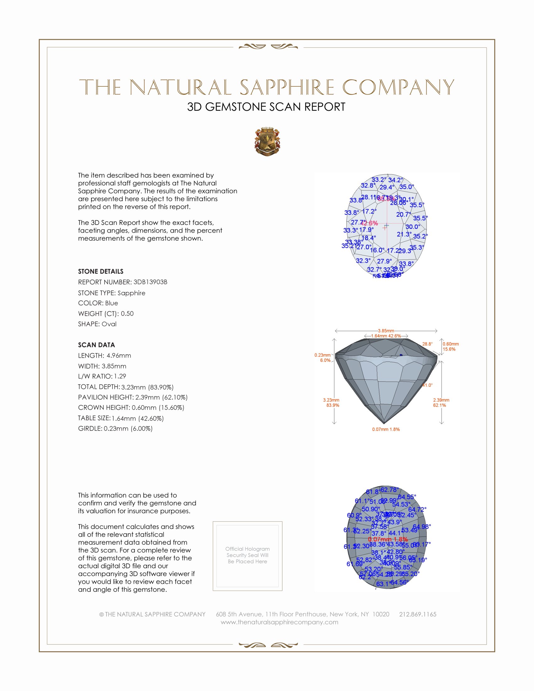0.50 Ct. Blue Sapphire from Ceylon (Sri Lanka)