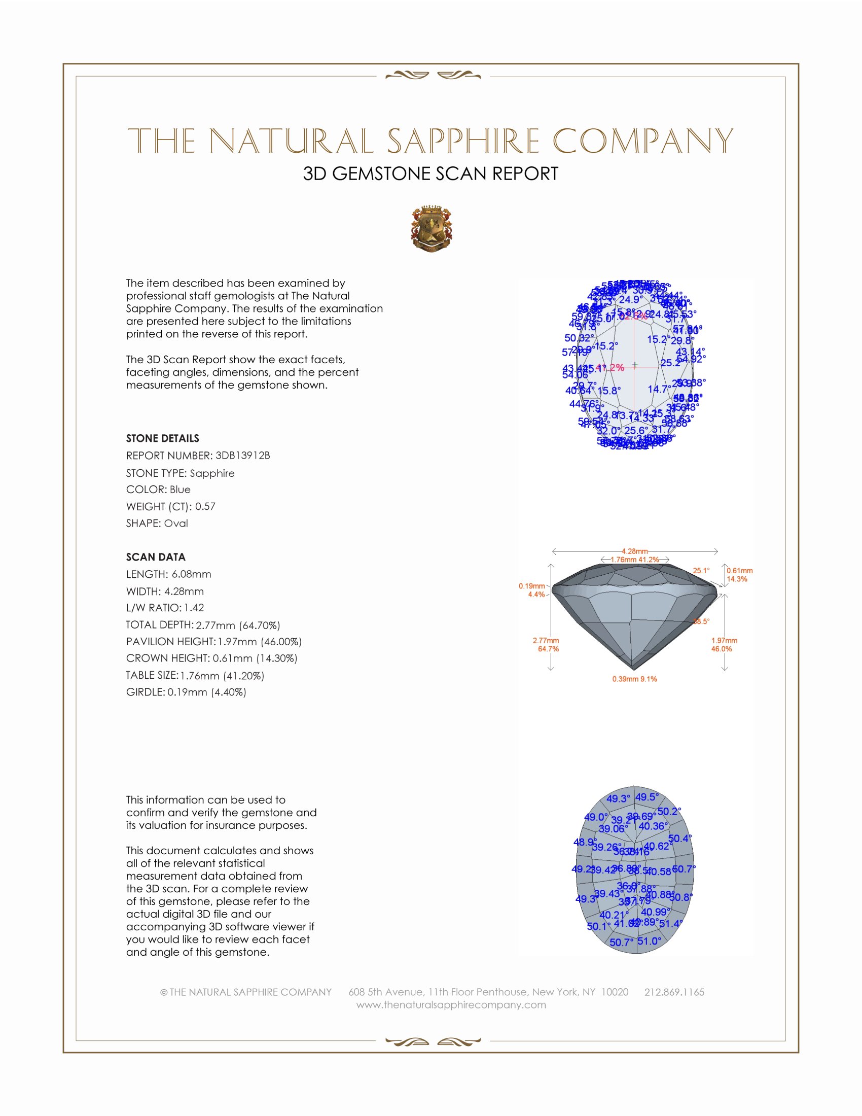 0.57 Ct. Blue Sapphire from Ceylon (Sri Lanka)